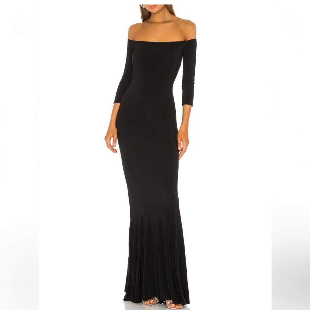 Norma Kamali Off the Shoulder Fishtail Gown Black